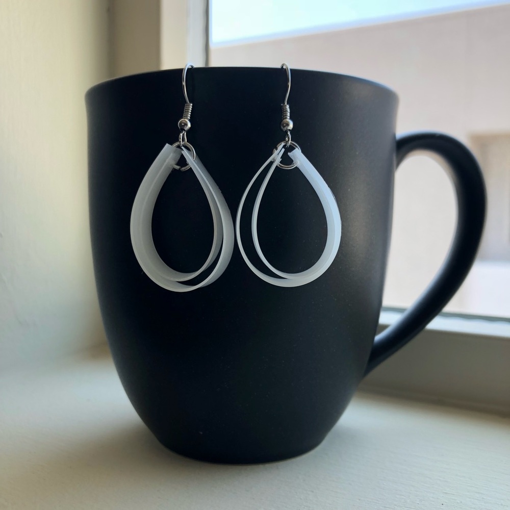 Handmade White Double Layered Earrings